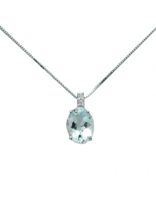 Miluna Collana Diamanti e Acquamarina CLD4135