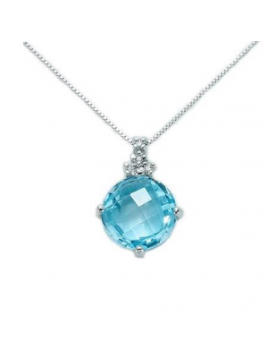 Miluna Collana Diamanti e Acquamarina CLD3064